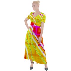 Pop Art Neon Wall Button Up Short Sleeve Maxi Dress by essentialimage365