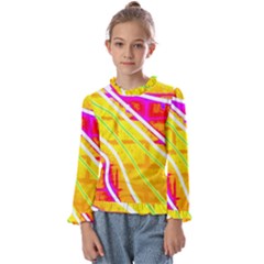 Pop Art Neon Wall Kids  Frill Detail Tee