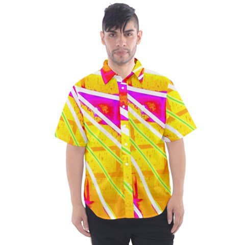 Pop Art Neon Wall Men s Short Sleeve Shirt by essentialimage365