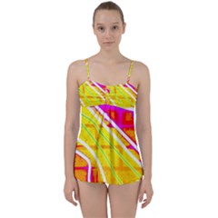 Pop Art Neon Wall Babydoll Tankini Set by essentialimage365