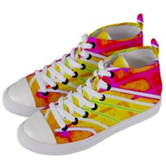 Pop Art Neon Wall Women s Mid-top Canvas Sneakers by essentialimage365