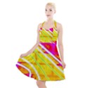 Pop Art Neon Wall Halter Party Swing Dress  View1