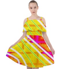 Pop Art Neon Wall Cut Out Shoulders Chiffon Dress by essentialimage365