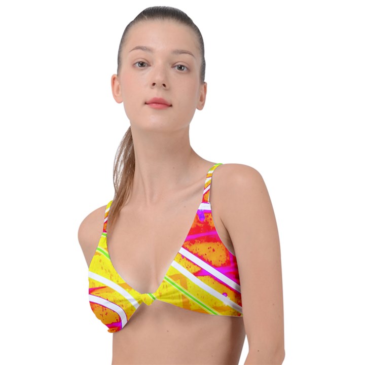 Pop Art Neon Wall Knot Up Bikini Top