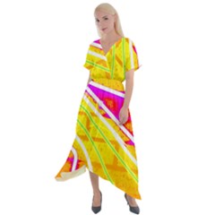 Pop Art Neon Wall Cross Front Sharkbite Hem Maxi Dress by essentialimage365