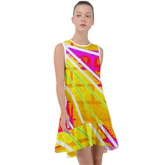 Pop Art Neon Wall Frill Swing Dress by essentialimage365