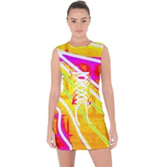 Pop Art Neon Wall Lace Up Front Bodycon Dress by essentialimage365