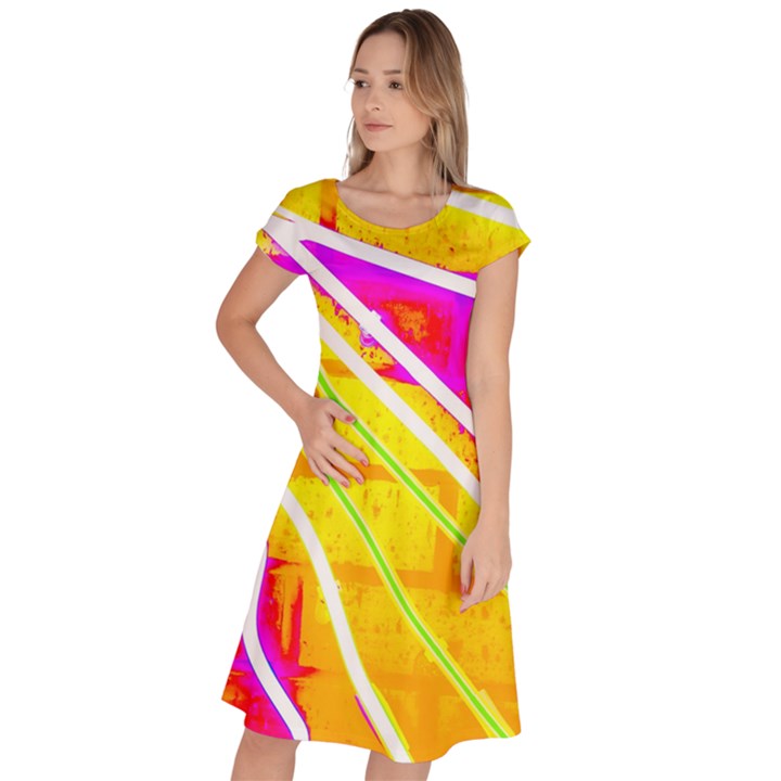 Pop Art Neon Wall Classic Short Sleeve Dress