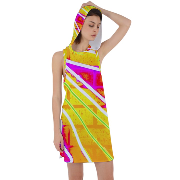 Pop Art Neon Wall Racer Back Hoodie Dress