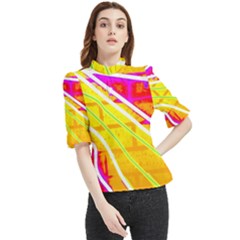 Pop Art Neon Wall Frill Neck Blouse