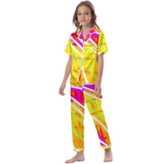 Pop Art Neon Wall Kids  Satin Short Sleeve Pajamas Set