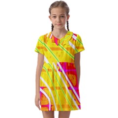 Pop Art Neon Wall Kids  Asymmetric Collar Dress by essentialimage365