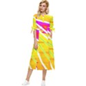 Pop Art Neon Wall Bow Sleeve Chiffon Midi Dress View1