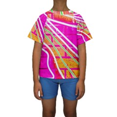 Pop Art Neon Wall Kids  Short Sleeve Swimwear by essentialimage365