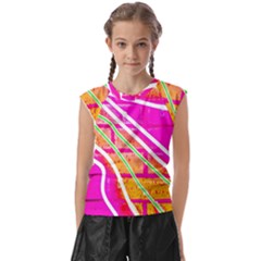 Pop Art Neon Wall Kids  Raglan Cap Sleeve Tee