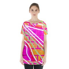 Pop Art Neon Wall Skirt Hem Sports Top by essentialimage365