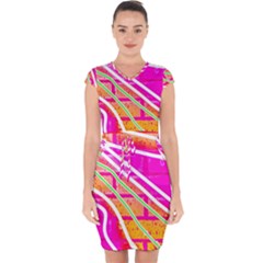 Pop Art Neon Wall Capsleeve Drawstring Dress  by essentialimage365