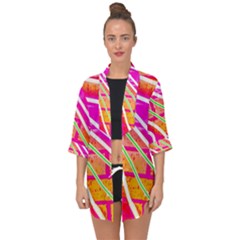 Pop Art Neon Wall Open Front Chiffon Kimono by essentialimage365