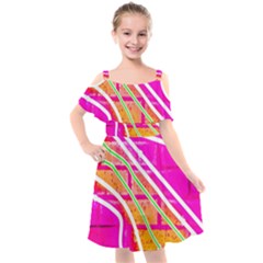 Pop Art Neon Wall Kids  Cut Out Shoulders Chiffon Dress by essentialimage365