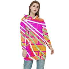 Pop Art Neon Wall Women s Long Oversized Pullover Hoodie by essentialimage365