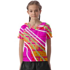 Pop Art Neon Wall Kids  Frill Chiffon Blouse