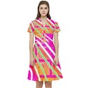 Pop Art Neon Wall Short Sleeve Waist Detail Dress View1