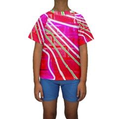 Pop Art Neon Wall Kids  Short Sleeve Swimwear by essentialimage365