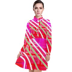 Pop Art Neon Wall Long Sleeve Chiffon Shirt Dress by essentialimage365