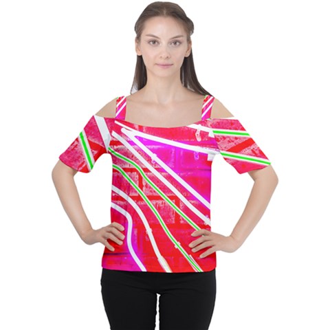 Pop Art Neon Wall Cutout Shoulder Tee by essentialimage365