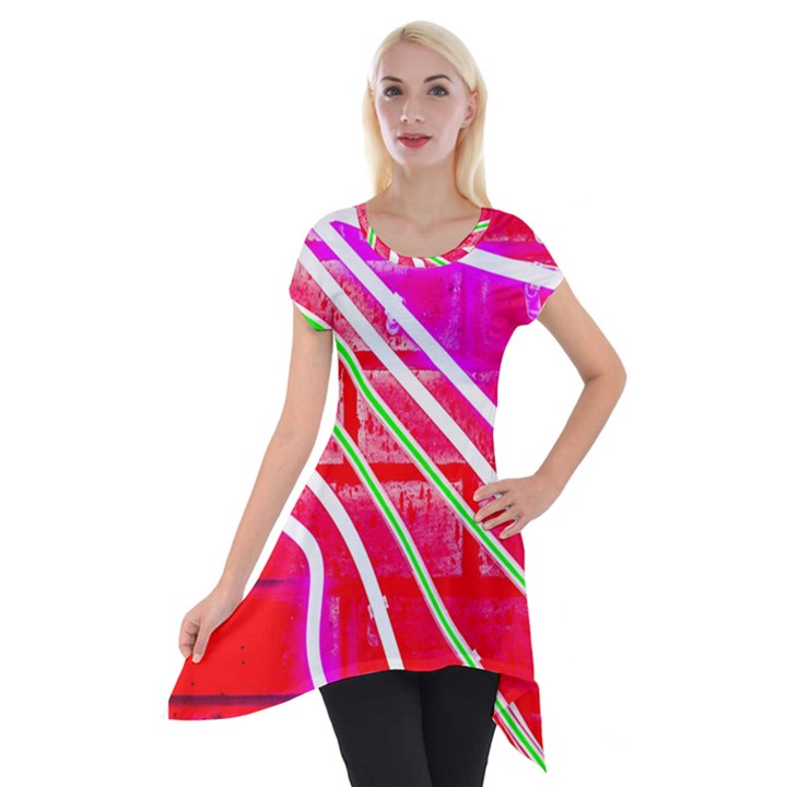 Pop Art Neon Wall Short Sleeve Side Drop Tunic