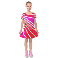 Pop Art Neon Wall Kids  Short Sleeve Velvet Dress by essentialimage365