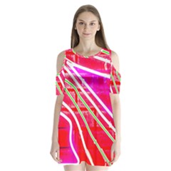 Pop Art Neon Wall Shoulder Cutout Velvet One Piece by essentialimage365