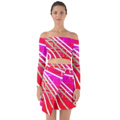 Pop Art Neon Wall Off Shoulder Top With Skirt Set by essentialimage365