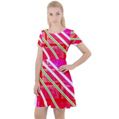 Pop Art Neon Wall Cap Sleeve Velour Dress  by essentialimage365