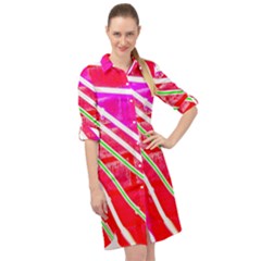 Pop Art Neon Wall Long Sleeve Mini Shirt Dress by essentialimage365