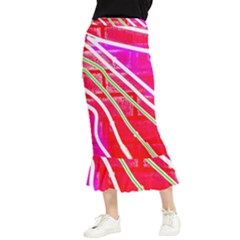 Pop Art Neon Wall Maxi Fishtail Chiffon Skirt