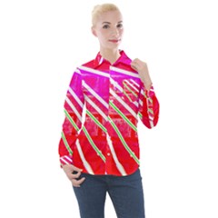 Pop Art Neon Wall Women s Long Sleeve Pocket Shirt