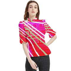 Pop Art Neon Wall Frill Neck Blouse