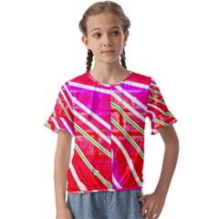 Pop Art Neon Wall Kids  Cuff Sleeve Scrunch Bottom Tee