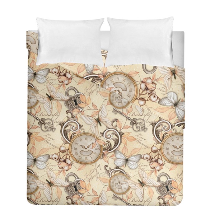 Clock Butterfly Pattern Duvet Cover Double Side (Full/ Double Size)