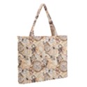 Clock Butterfly Pattern Zipper Medium Tote Bag View2