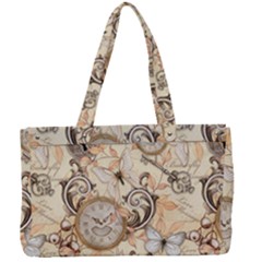 Clock Butterfly Pattern Canvas Work Bag