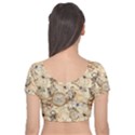 Clock Butterfly Pattern Velvet Short Sleeve Crop Top  View2