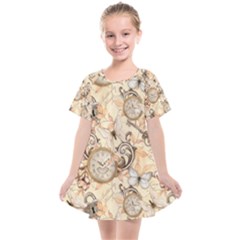 Clock Butterfly Pattern Kids  Smock Dress by designsbymallika