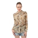 Clock Butterfly Pattern Long Sleeve Chiffon Shirt View1