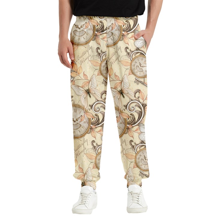 Clock Butterfly Pattern Men s Elastic Waist Pants