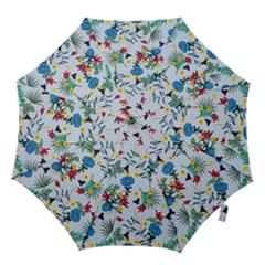 Blue Floral Stripes Hook Handle Umbrellas (small) by designsbymallika