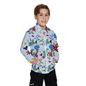 Blue Floral Stripes Kids  Windbreaker View1