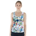 Blue Floral Stripes Racer Back Sports Top View1