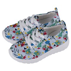 Blue Floral Stripes Kids  Lightweight Sports Shoes by designsbymallika